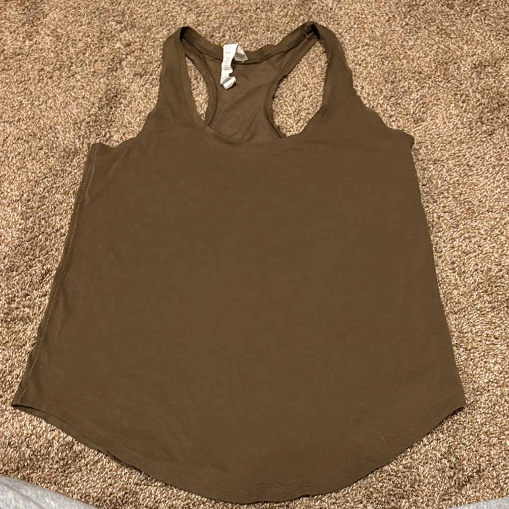 CRZ YOGA Olive Green/coffee Racerback Pima cotton tank top